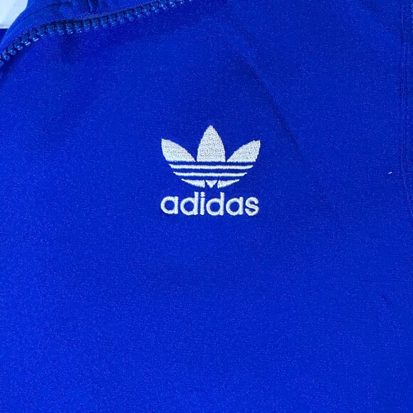 Adidas Sweat Jacket Mens Blue Medium Full Zip 3 Stripes Logo Zipper 90's - Picture 4 of 9